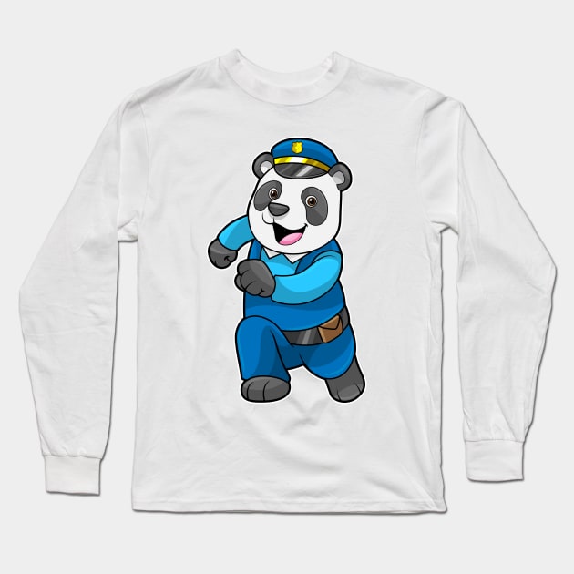 Panda as Police officer with Police hat Long Sleeve T-Shirt by Markus Schnabel